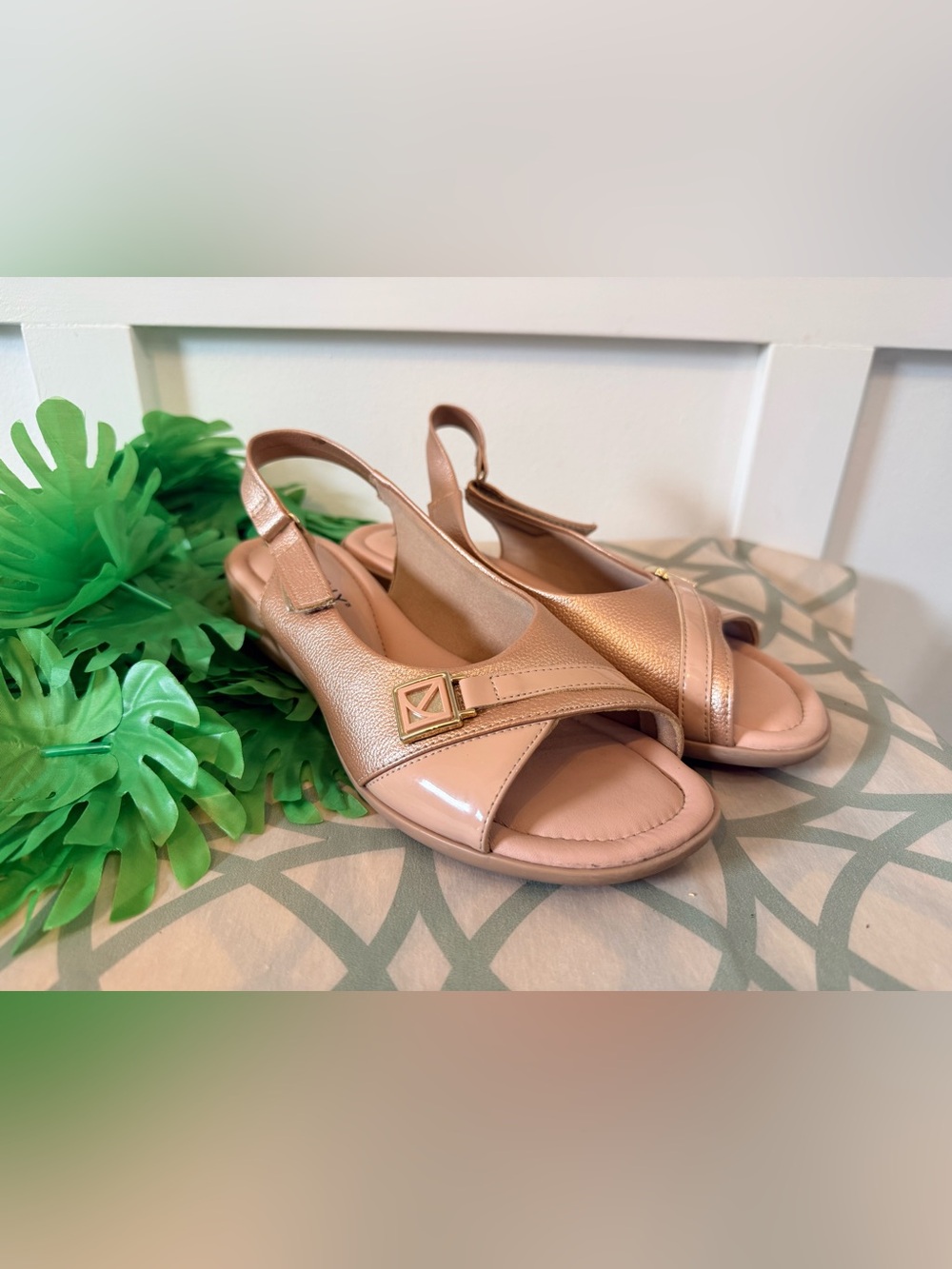 Piccadilly Comfort Slingback Peep-Toe Wedge Sandals